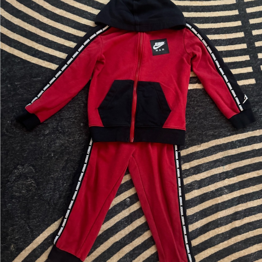 Nike Red and Black Hoodie Set